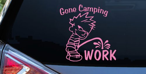 Gone Camping Pee On Work Car or Truck Window Decal Sticker (Pink)