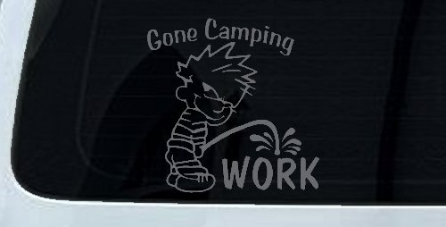 Gone Camping Pee On Work Car or Truck Window Decal Sticker