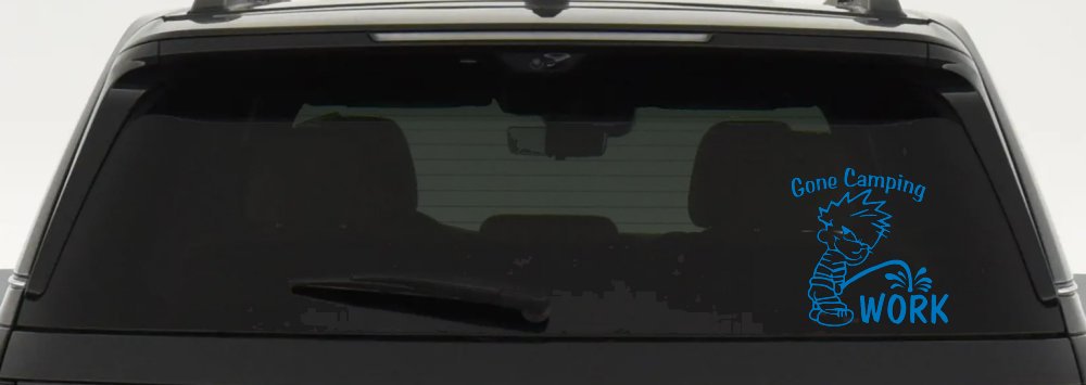 Gone Camping Pee On Work Car or Truck Window Decal Sticker