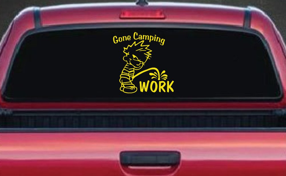 Gone Camping Pee On Work Car or Truck Window Decal Sticker
