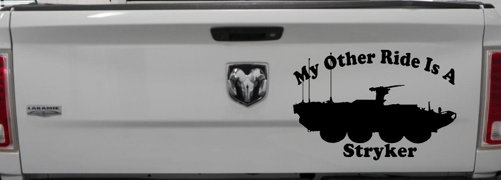 My Other Ride Is A Stryker Military Car or Truck Window Vinyl Decal Sticker (Black)