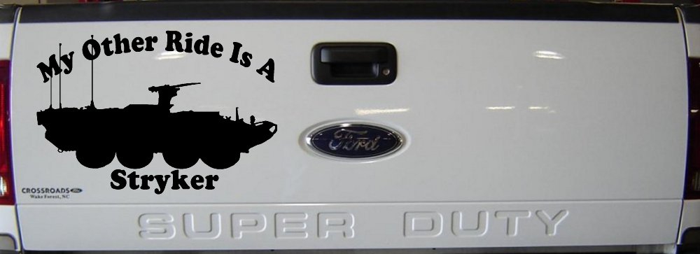 My Other Ride Is A Stryker Military Car or Truck Window Vinyl Decal Sticker (Matte Black)