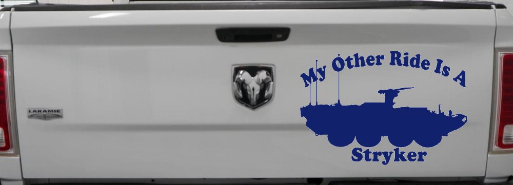 My Other Ride Is A Stryker Military Car or Truck Window Decal Sticker (Navy)