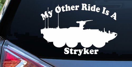 My Other Ride Is A Stryker Military Car or Truck Window Vinyl Decal Sticker (White)