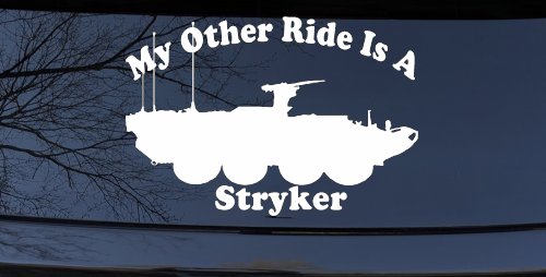 My Other Ride Is A Stryker Military Car or Truck Window Vinyl Decal Sticker (White)