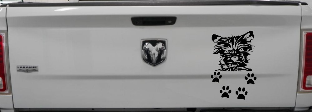 Small Dog With Paw Prints Car or Truck Window Vinyl Decal Sticker (Black)