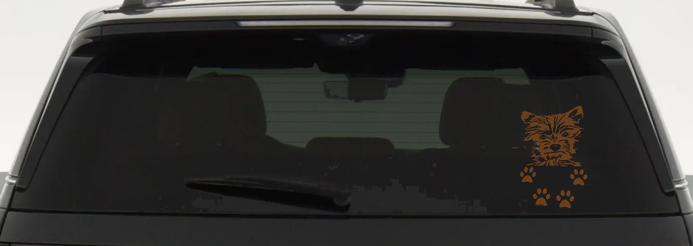 Small Dog With Paw Prints Car or Truck Window Decal Sticker