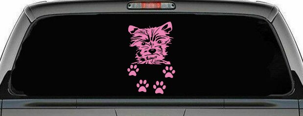 Small Dog With Paw Prints Car or Truck Window Decal Sticker