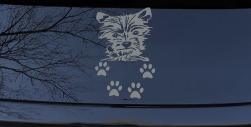 Small Dog With Paw Prints Car or Truck Window Decal Sticker