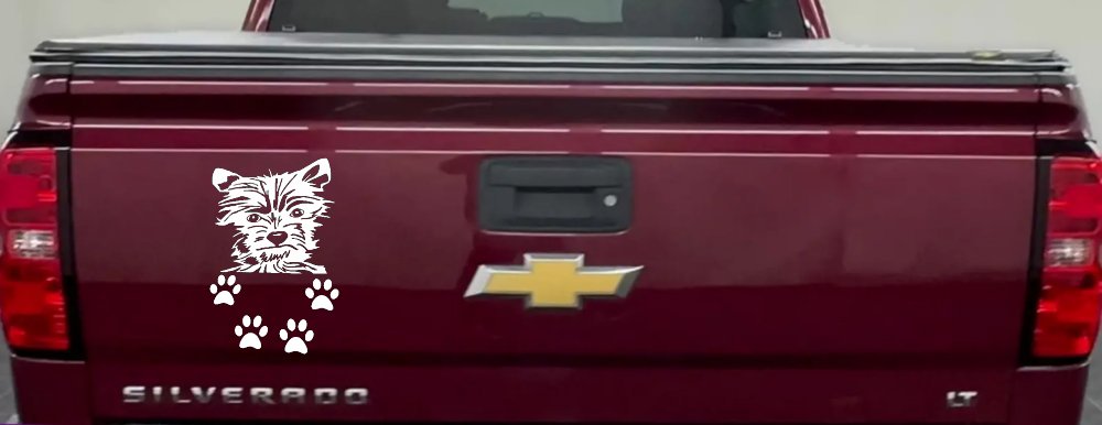 Small Dog With Paw Prints Car or Truck Window Decal Sticker