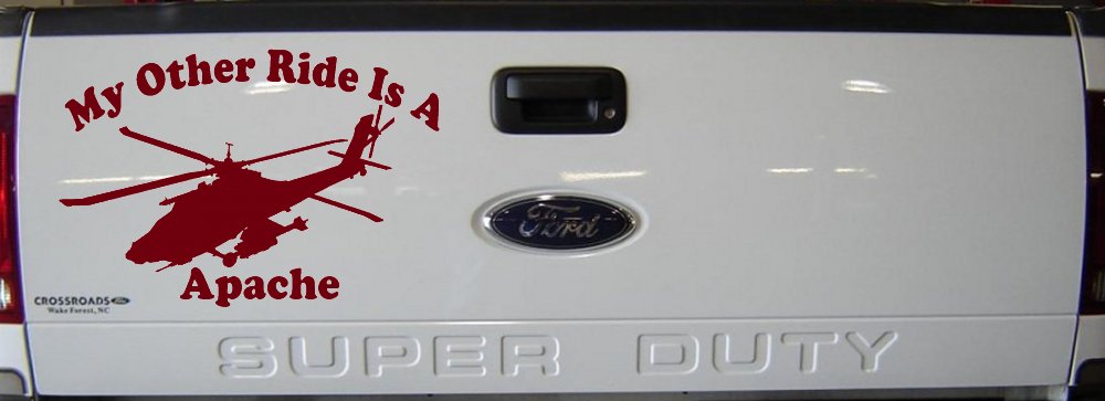 My Other Ride Is A Apache Helicopter Military Car or Truck Window Decal Sticker