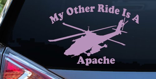 My Other Ride Is A Apache Helicopter Military Car or Truck Window Decal Sticker (Lilac)