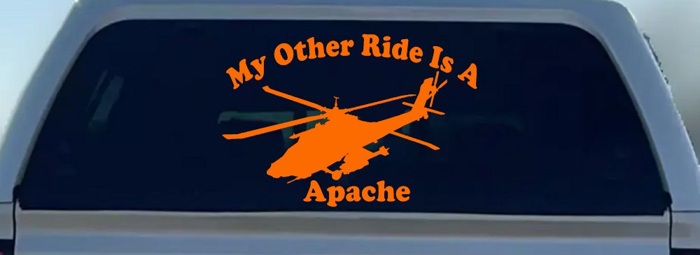 My Other Ride Is A Apache Helicopter Military Car or Truck Window Decal Sticker (Orange)