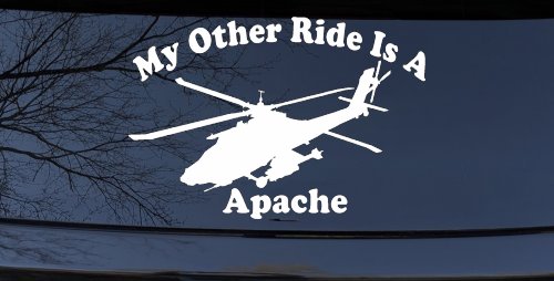 My Other Ride Is A Apache Helicopter Military Car or Truck Window Decal Sticker (White)