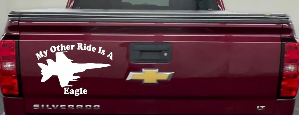 My Other Ride Is A Eagle Military Car or Truck Window Vinyl Decal Sticker (White)