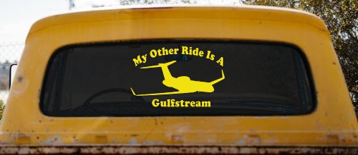 My Other Ride Is A Gulfstream Military Car or Truck Window Decal Sticker (Yellow)