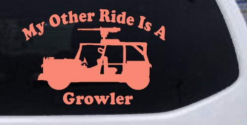 My Other Ride Is A Growler Military Car or Truck Window Decal Sticker (Coral)