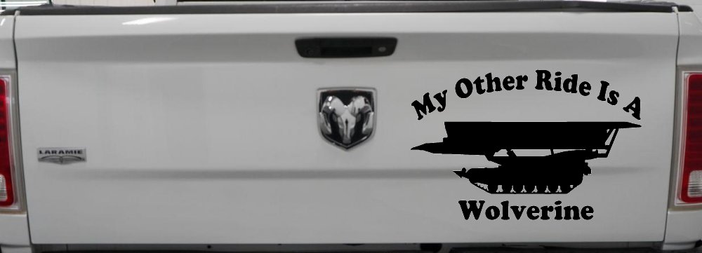 My Other Ride Is A Wolverine Military Car or Truck Window Vinyl Decal Sticker (Black)