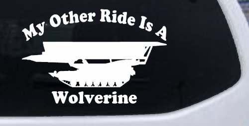 My Other Ride Is A Wolverine Military Car or Truck Window Vinyl Decal Sticker (White)