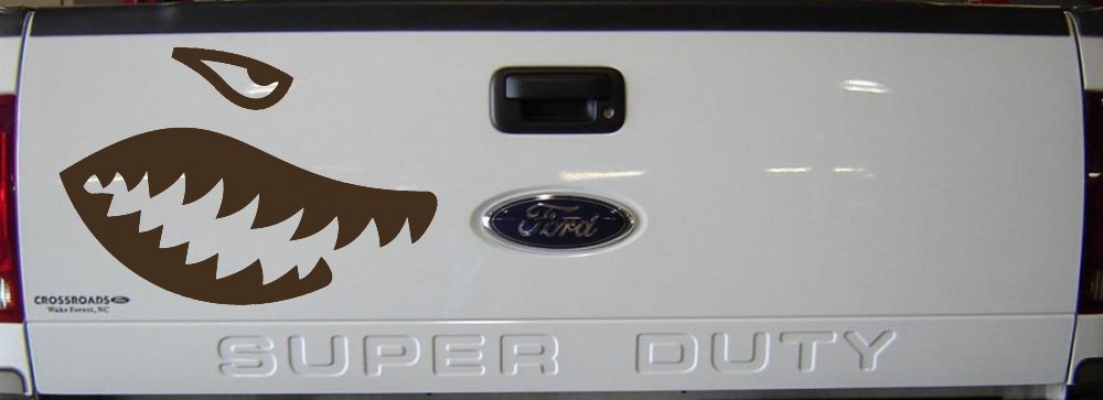 Shark Teeth Military Car or Truck Window Vinyl Decal Sticker (Brown)