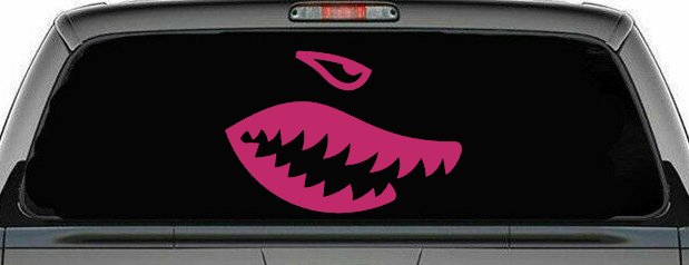 Shark Teeth Military Car or Truck Window Decal Sticker (Hot Pink)