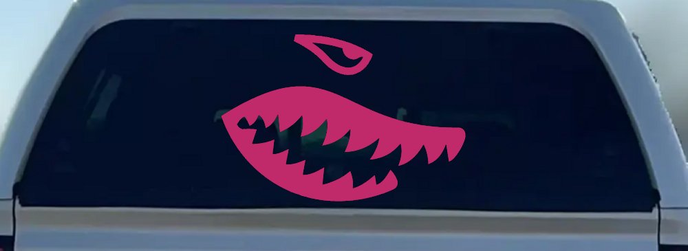 Shark Teeth Military Car or Truck Window Vinyl Decal Sticker (Hot Pink)