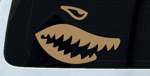 Shark Teeth Military Car or Truck Window Decal Sticker (Light Brown)
