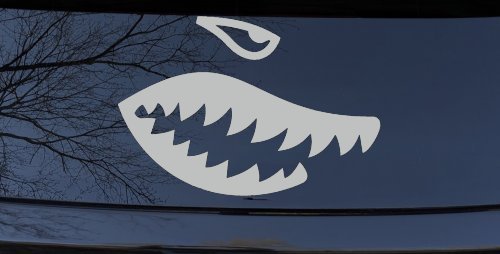 Shark Teeth Military Car or Truck Window Decal Sticker (Light Gray)