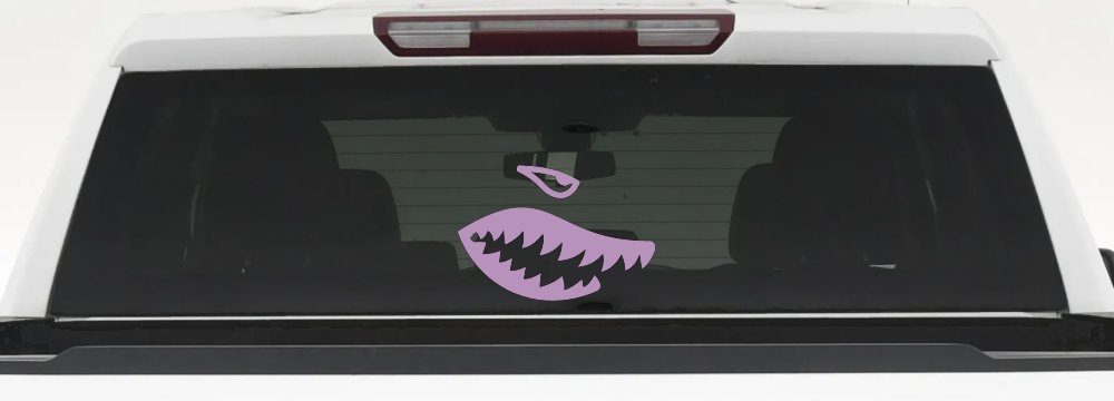 Shark Teeth Military Car or Truck Window Decal Sticker (Lilac)