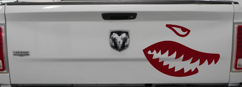 Shark Teeth Military Car or Truck Window Decal Sticker (Purple Red)