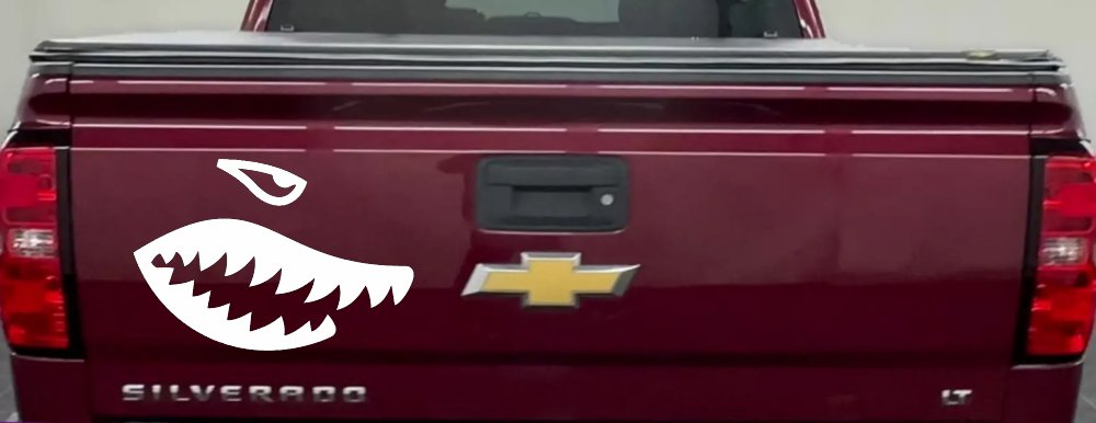 Shark Teeth Military Car or Truck Window Decal Sticker (White)