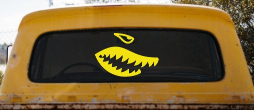 Shark Teeth Military Car or Truck Window Decal Sticker (Yellow)