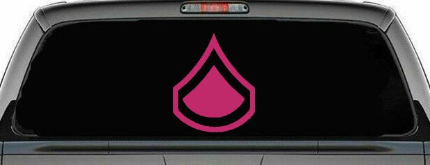 Army Private First Class Military Car or Truck Window Decal Sticker (Hot Pink)