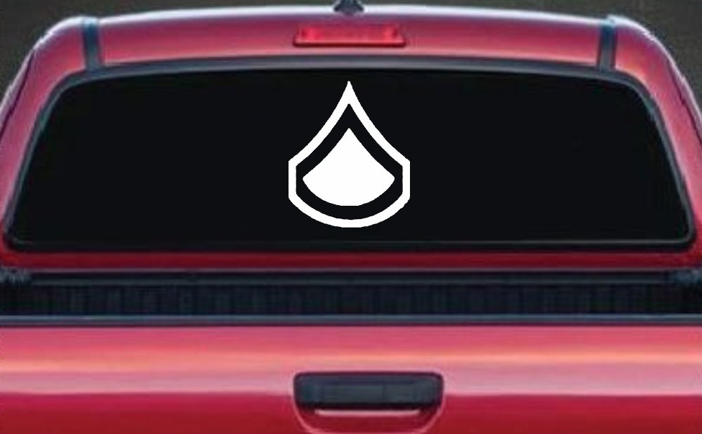 Army Private First Class Military Car or Truck Window Decal Sticker (White)