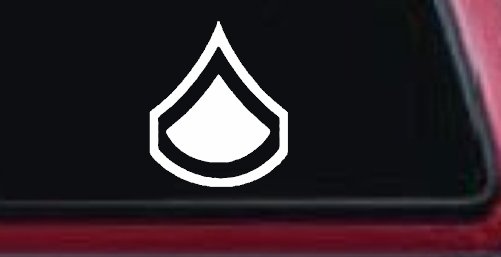 Army Private First Class Military Car or Truck Window Decal Sticker (White)