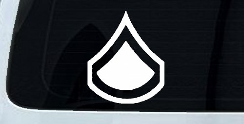 Army Private First Class Military Car or Truck Window Decal Sticker (White)