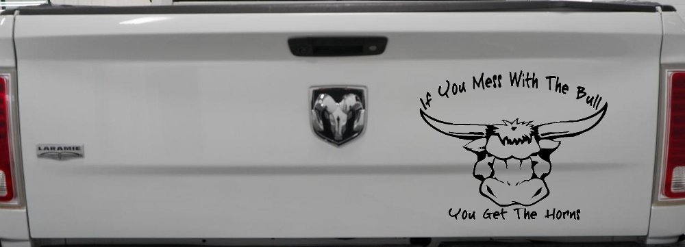 Mess With The Bull Get The Horns Country Rodeo Ranch Farm Car or Truck Window Decal Sticker
