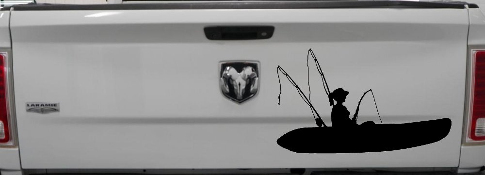 Girl Woman Kayak Fishing Car or Truck Window Decal Sticker