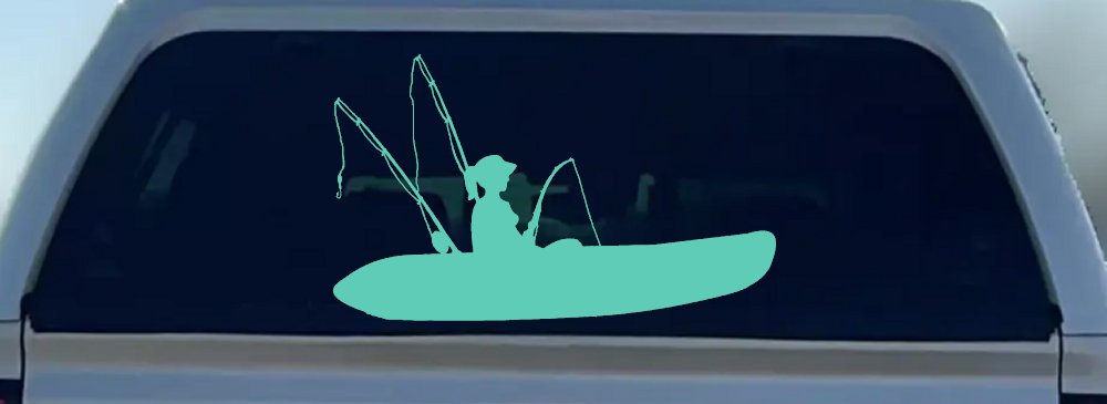 Girl Woman Kayak Fishing Car or Truck Window Decal Sticker