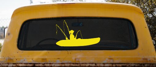 Girl Woman Kayak Fishing Car or Truck Window Decal Sticker