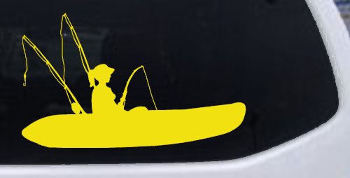 Girl Woman Kayak Fishing Car or Truck Window Decal Sticker