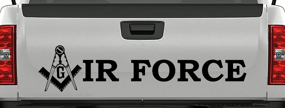 Masonic Freemason Square Compass Air Force Military Car or Truck Window Decal Sticker (Matte Black)