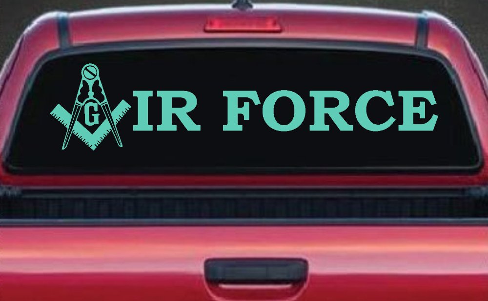 Masonic Freemason Square Compass Air Force Military Car or Truck Window Decal Sticker (Mint)