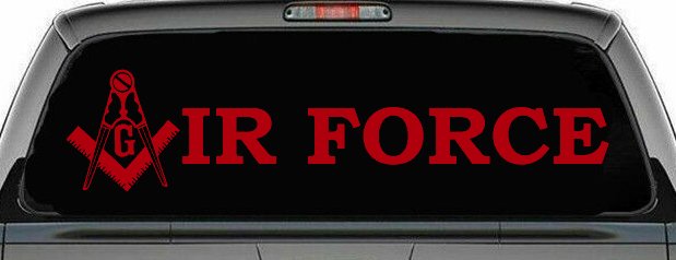 Masonic Freemason Square Compass Air Force Military Car or Truck Window Decal Sticker (Red)