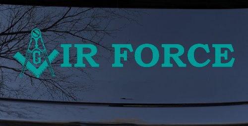 Masonic Freemason Square Compass Air Force Military Car or Truck Window Decal Sticker (Turquoise)