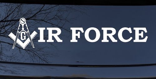 Masonic Freemason Square Compass Air Force Military Car or Truck Window Vinyl Decal Sticker (White)
