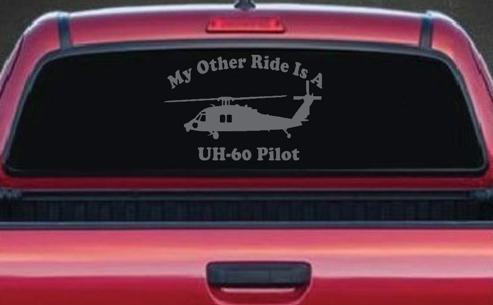 My Other Ride Is A  BlackHawk UH 60 Pilot Military Car or Truck Window Decal Sticker (Silver)