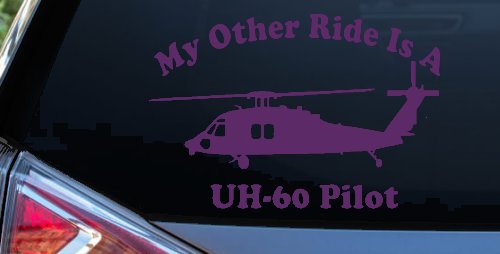 My Other Ride Is A  BlackHawk UH 60 Pilot Military Car or Truck Window Decal Sticker (Violet)