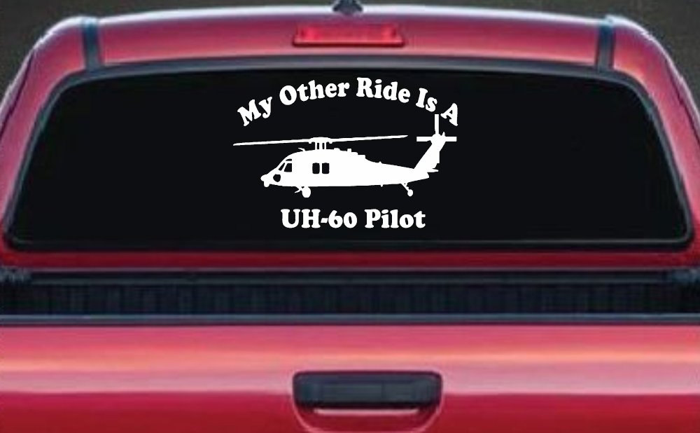 My Other Ride Is A  BlackHawk UH 60 Pilot Military Car or Truck Window Decal Sticker (White)