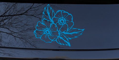 Cherokee Rose Corner Design Flowers And Vines Car or Truck Window Decal Sticker (Blue)
